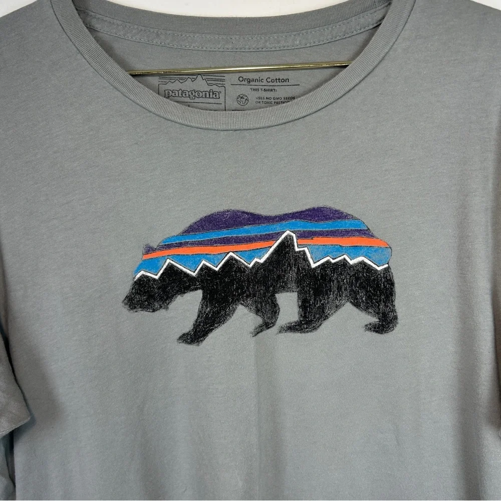 Patagonia Bear Logo Organic Cotton Tee Shirt Slim Fit Men’s Size Large L 🌿 - Picture 3 of 11